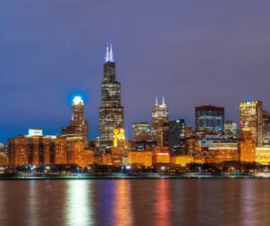 Chicago skyline at night - Volantis Limo