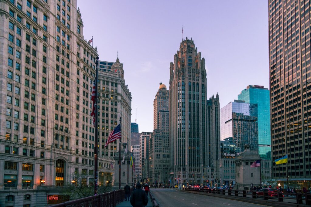 Corporate travel in downtown Chicago